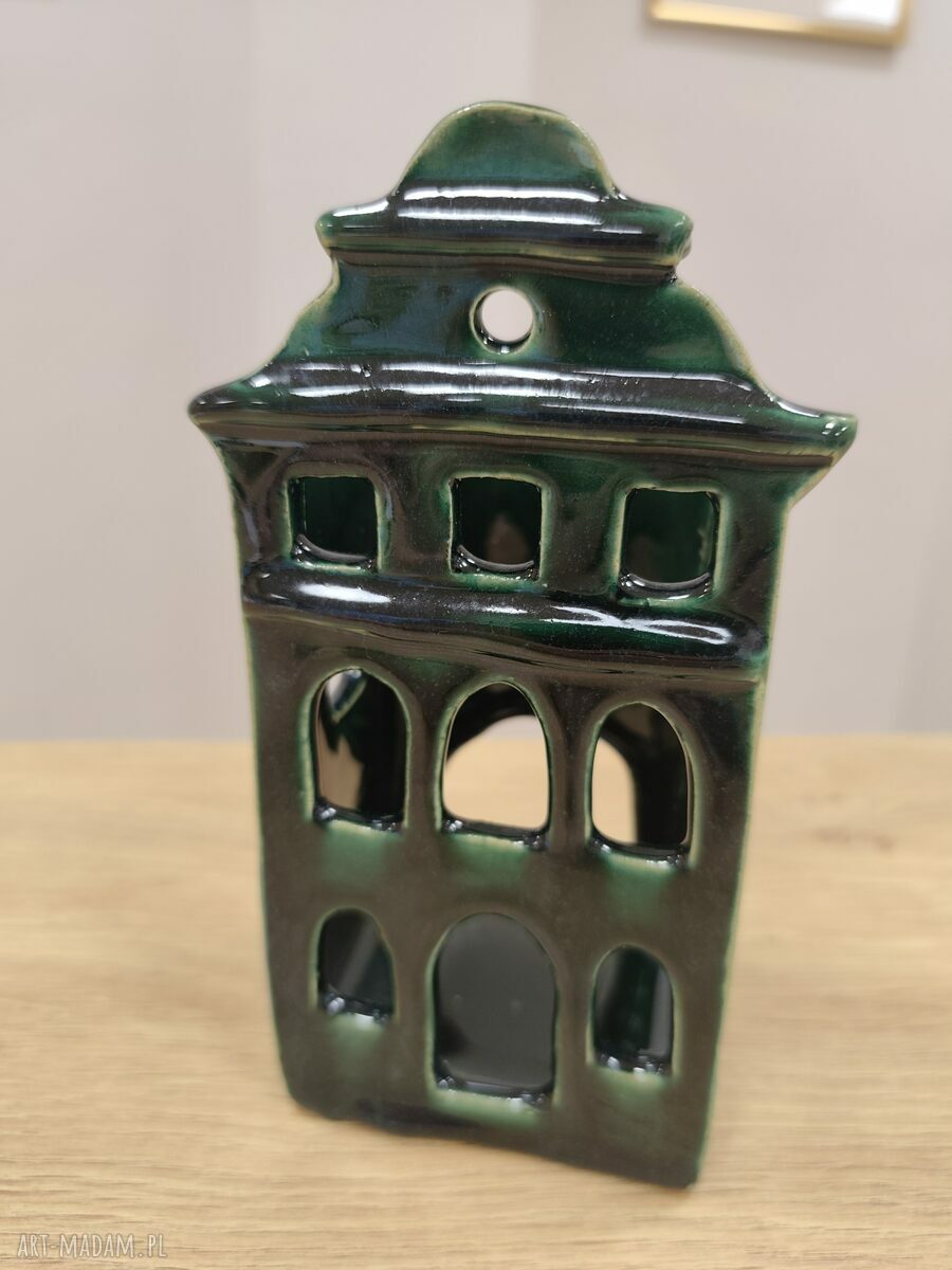 Kamieniczka ceramiczna lampion 18 cm - ręcznie szkliwiona