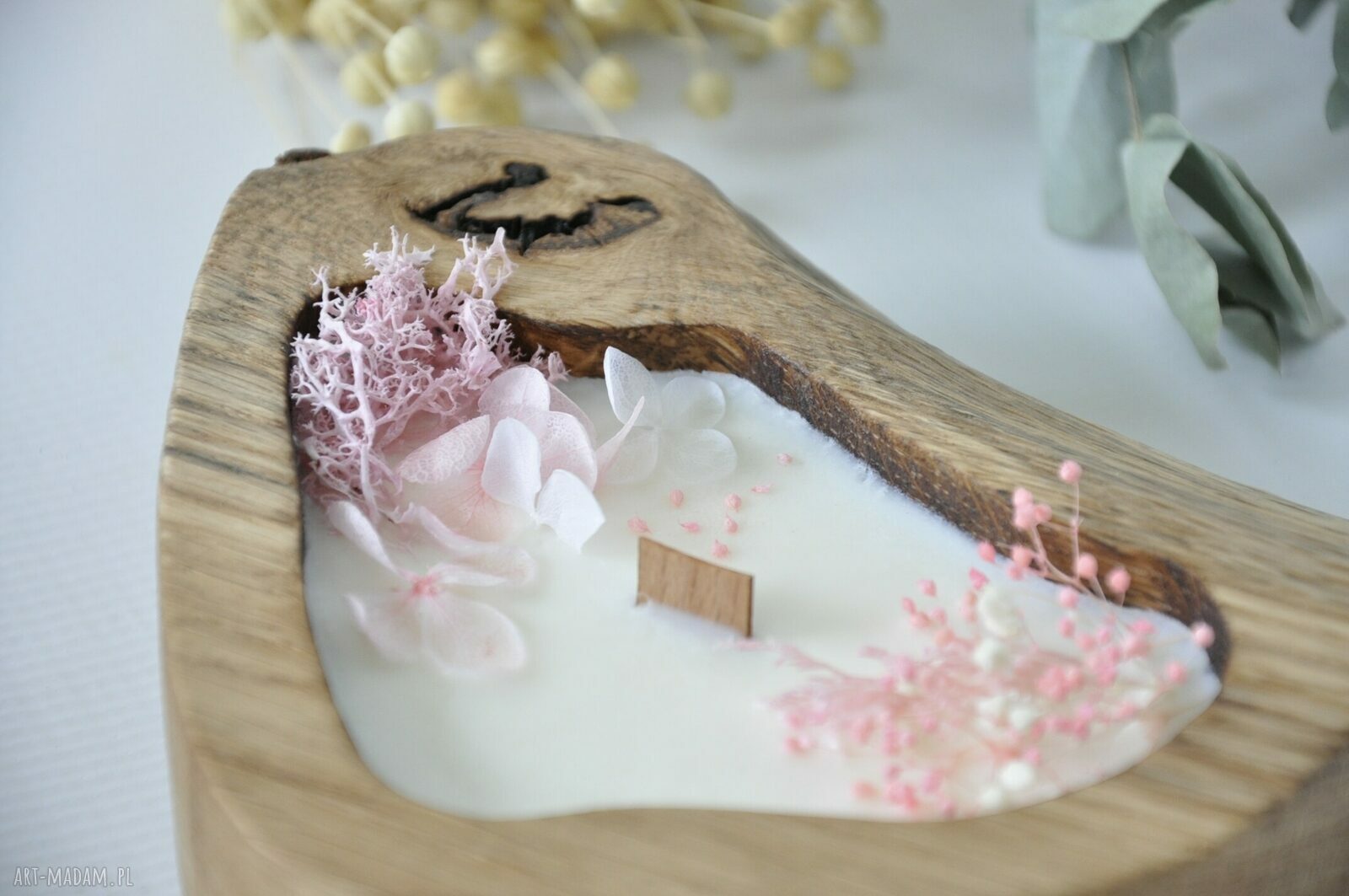 Świeca sojowa w drewnie dębu Oldtree - mięta i limonka (handmade)