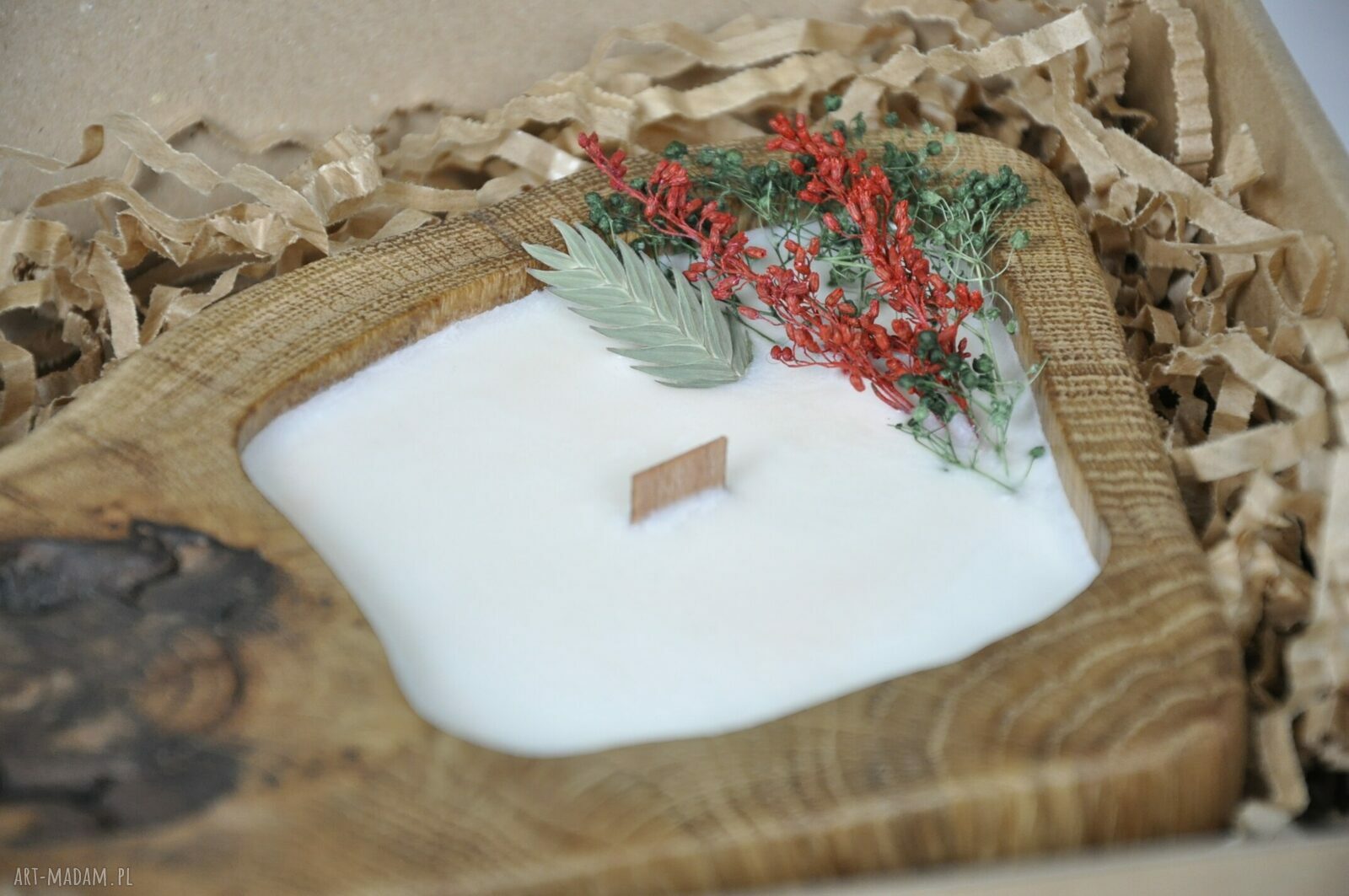 Świeca sojowa zapachowa w drewnie dębu Oldtree - mięta i limonka (naturalna)