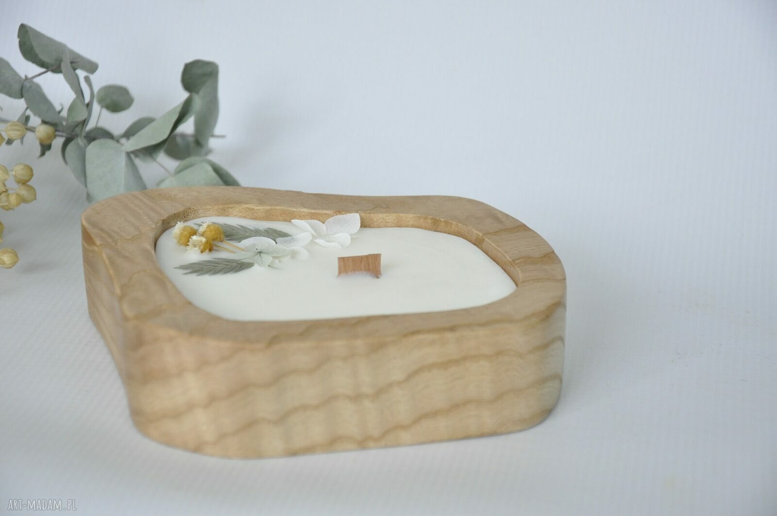 Świeca sojowa zapachowa w drewnie dębu - mięta i limonka (handmade)