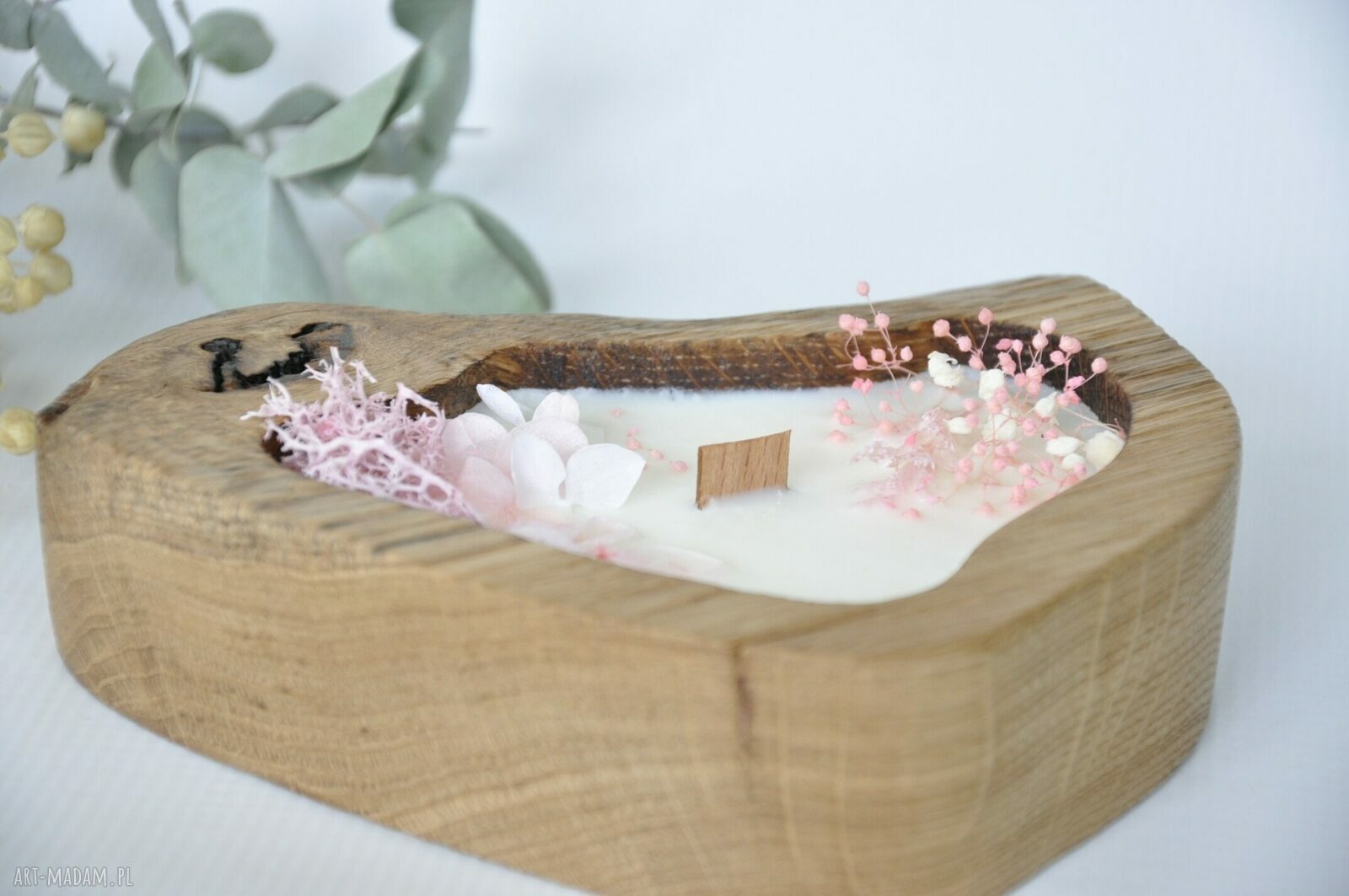 Świeca sojowa w drewnie dębu Oldtree - mięta i limonka (handmade)