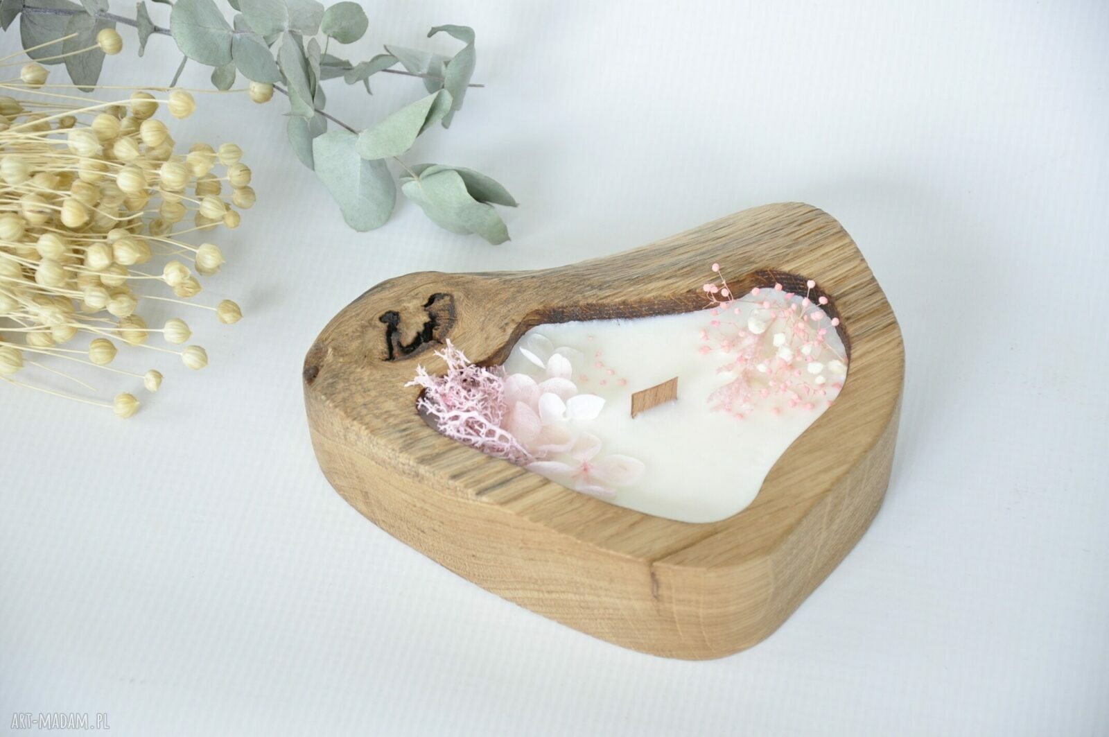 Świeca sojowa w drewnie dębu Oldtree - mięta i limonka (handmade)