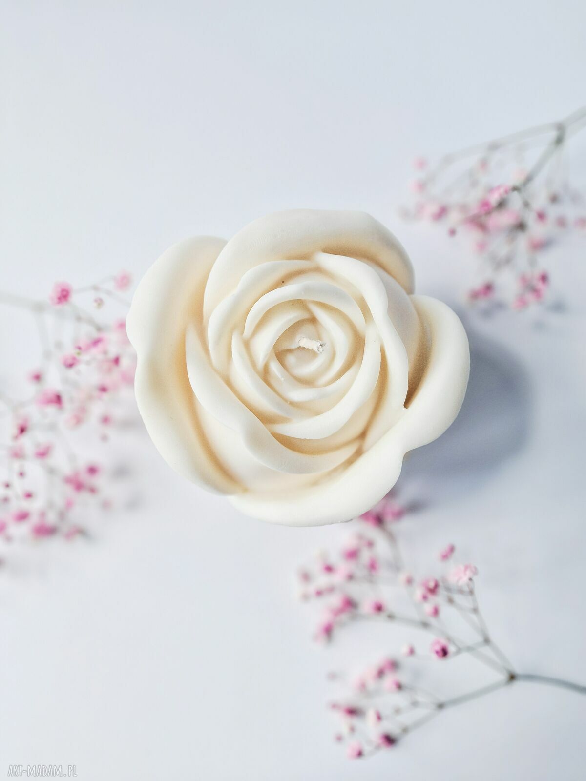 Świeca sojowa Rose - duża eco, ręcznie robiona dekoracja do Twojego salonu