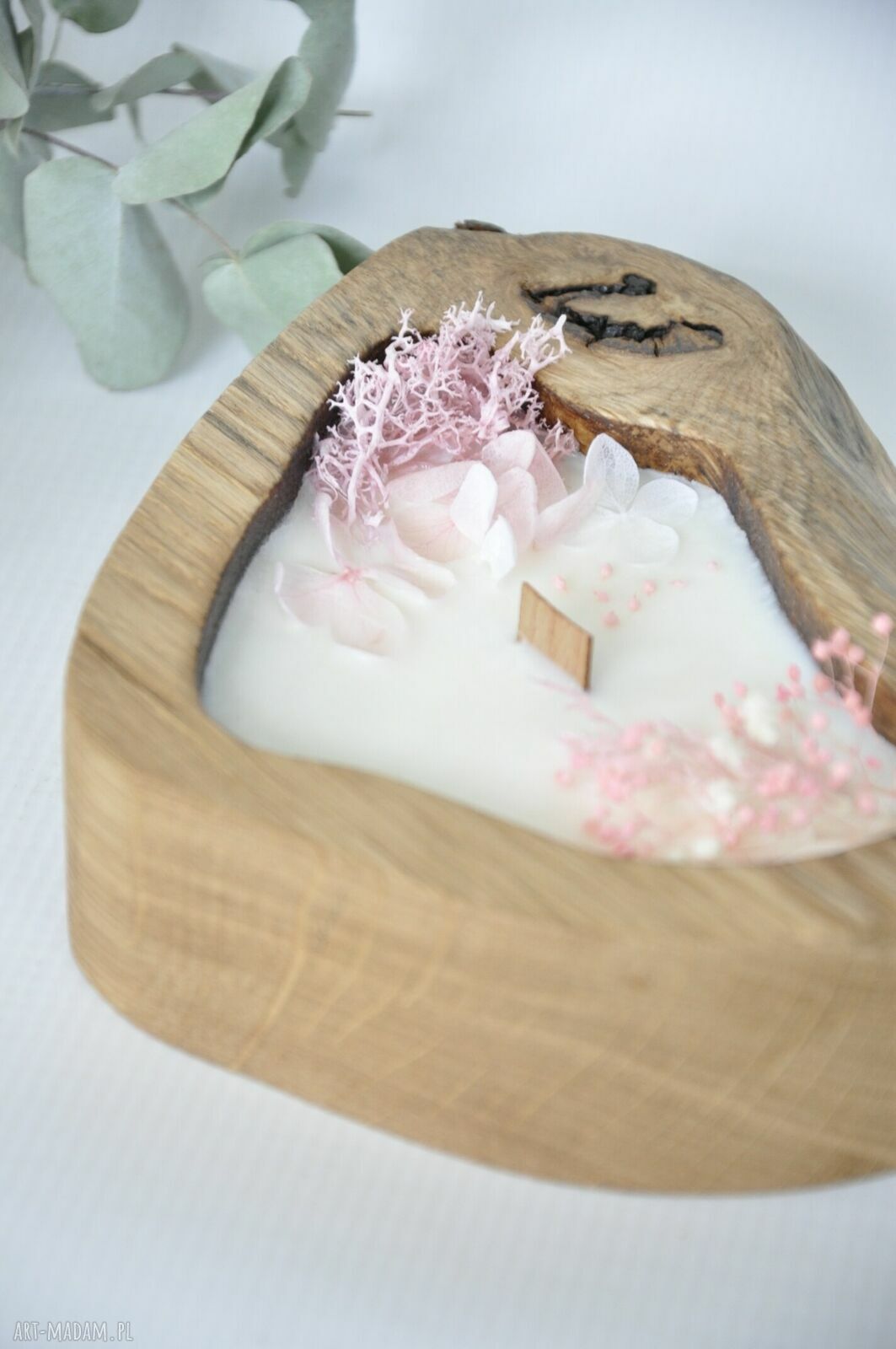 Świeca sojowa w drewnie dębu Oldtree - mięta i limonka handmade
