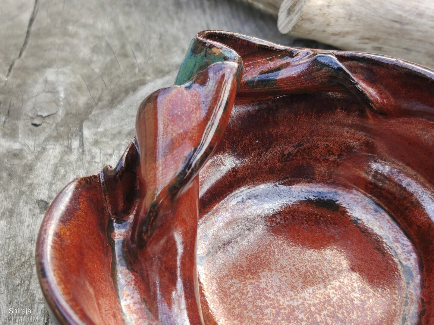 Świecznik ceramiczny c811 w odcieniach turkusu i miedzi