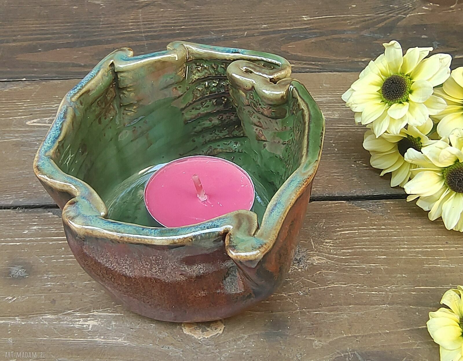 Świecznik ceramiczny c850 Róża wiatrów - dekoracja domu na tealight