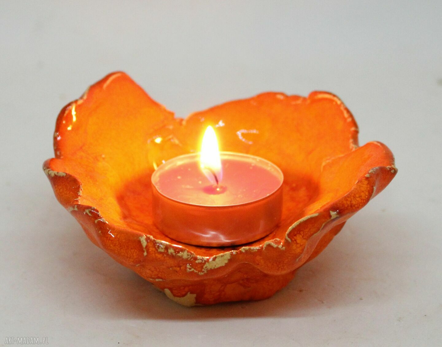 Świecznik Kwiat Ceramiczny - zestaw świecy zapachowej handmade