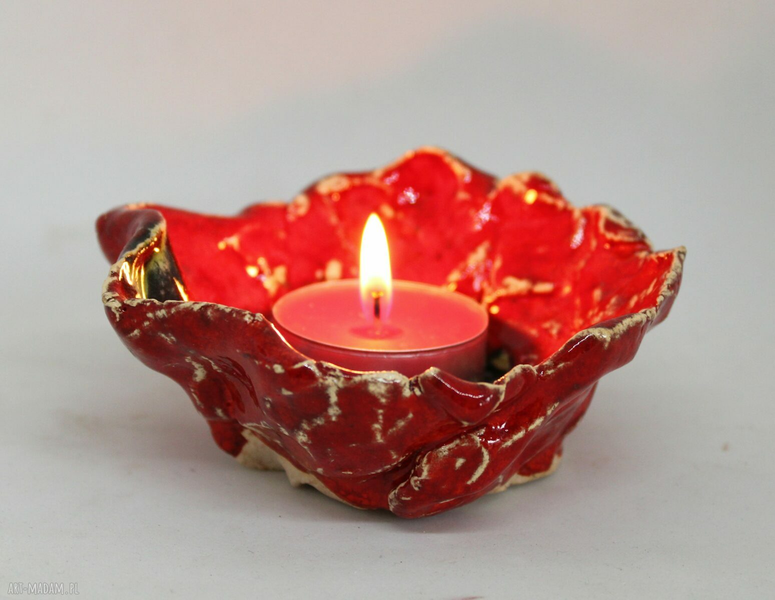 Świecznik Kwiat Ceramiczny - zestaw świecy zapachowej handmade