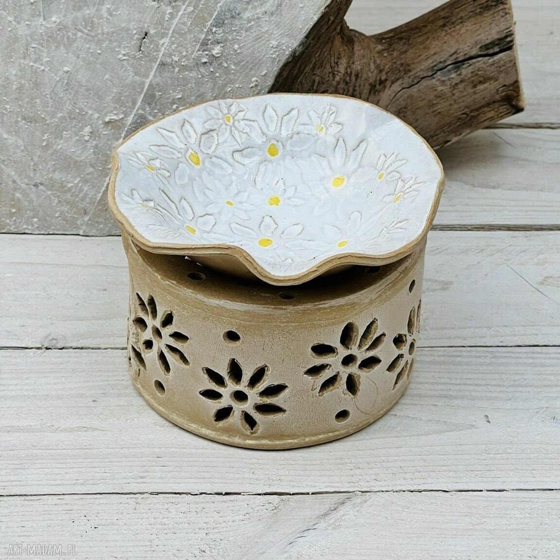 Podgrzewacz do kubka w kwiaty - ręcznie robiony świecznik na tealight