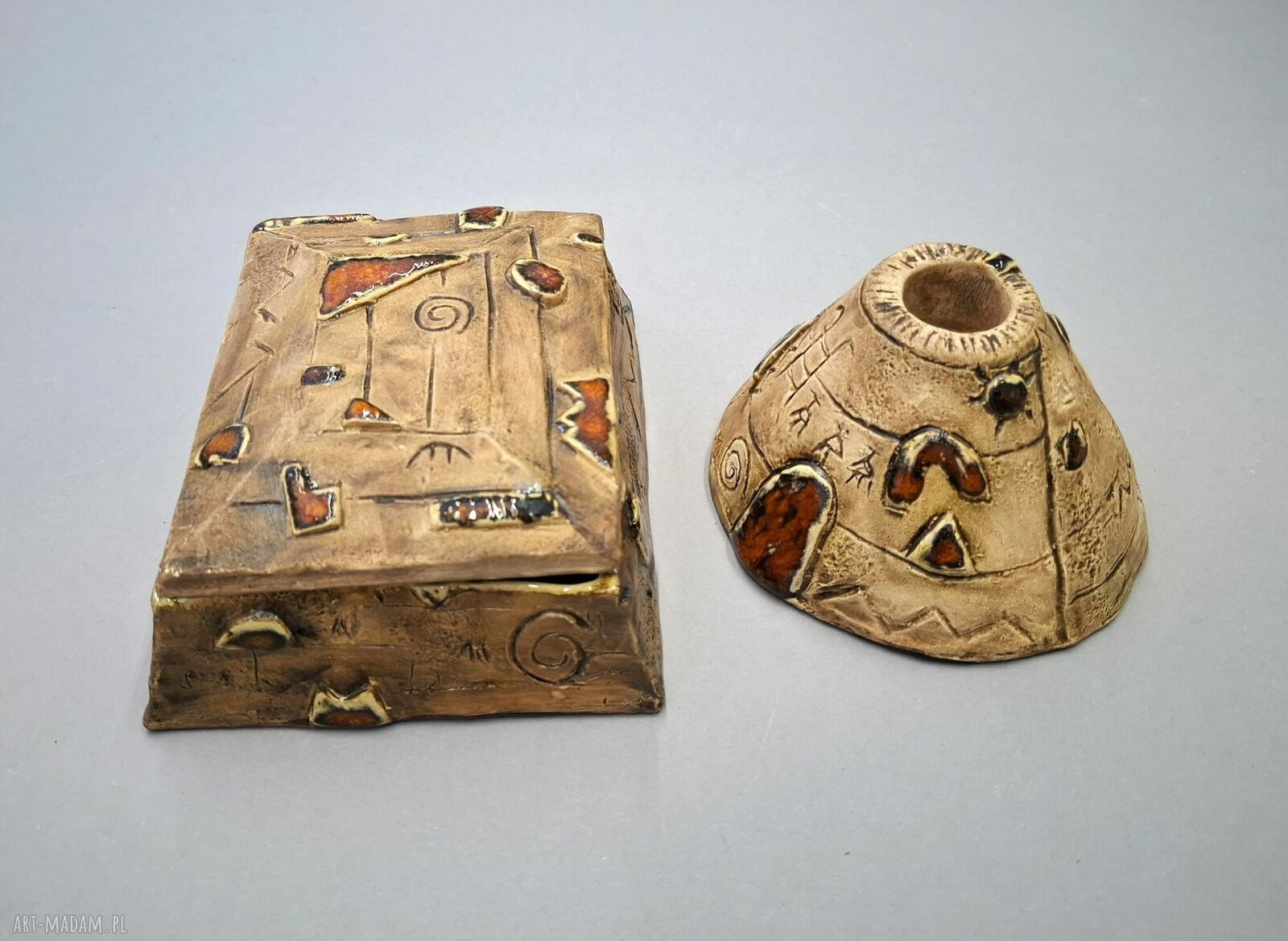 Ręcznie wykonany ceramiczny świecznik rustykalny