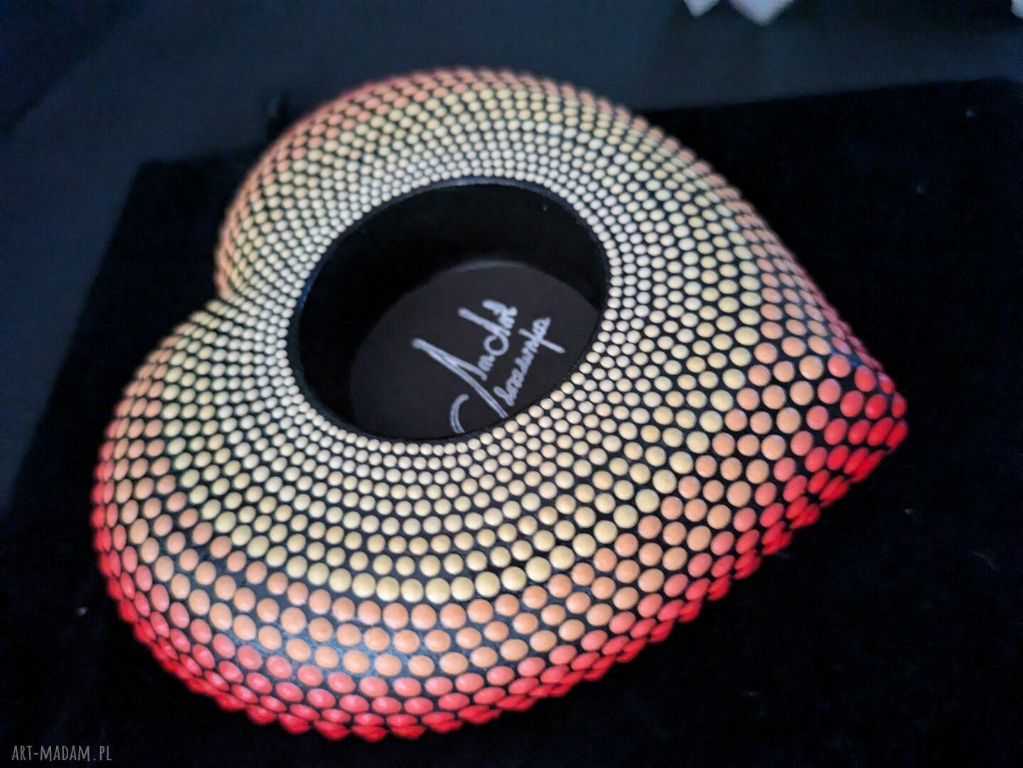 Świecznik Serce - ręcznie malowany dotting na tealight