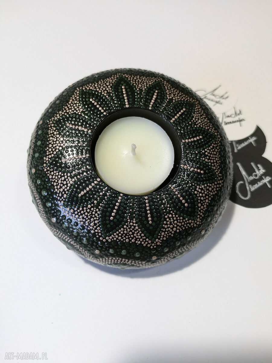 Świecznik tealight Mandala 3D - dekoracja dotting, ręczne wykonanie