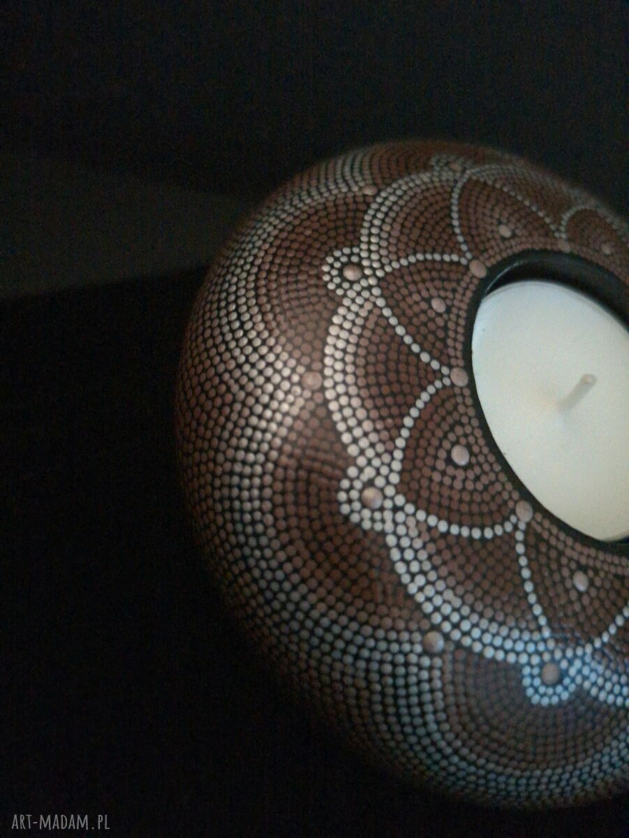 Świecznik tealight Mandala - ręcznie zdobiony dotting