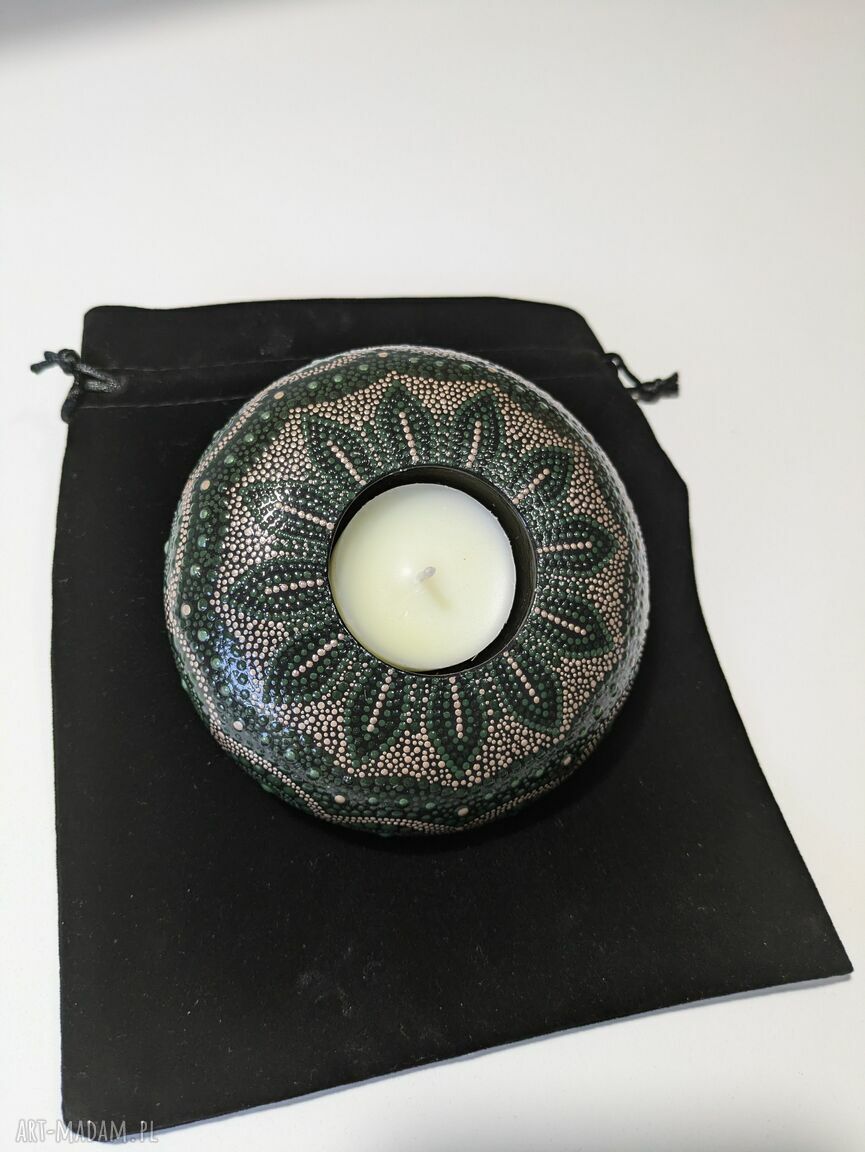 Świecznik tealight Mandala 3D - dekoracja dotting, ręczne wykonanie