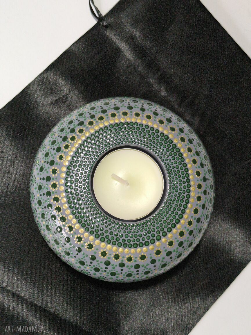 Świecznik tealight dotting - malowany akrylem (ręcznie robiony)