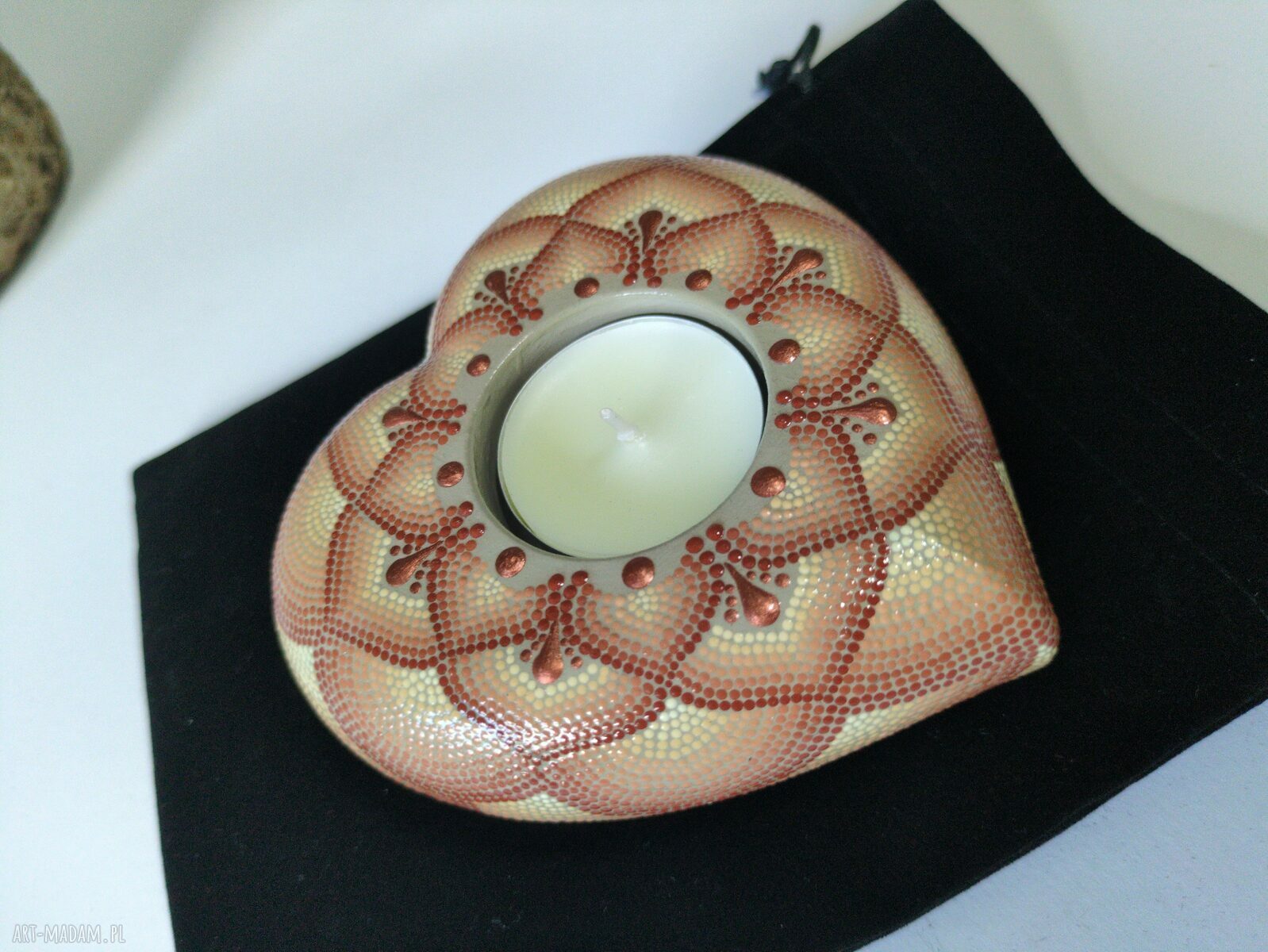 Świecznik tealight - dekoracja dotting z efektem 3D, ręczne wykonanie