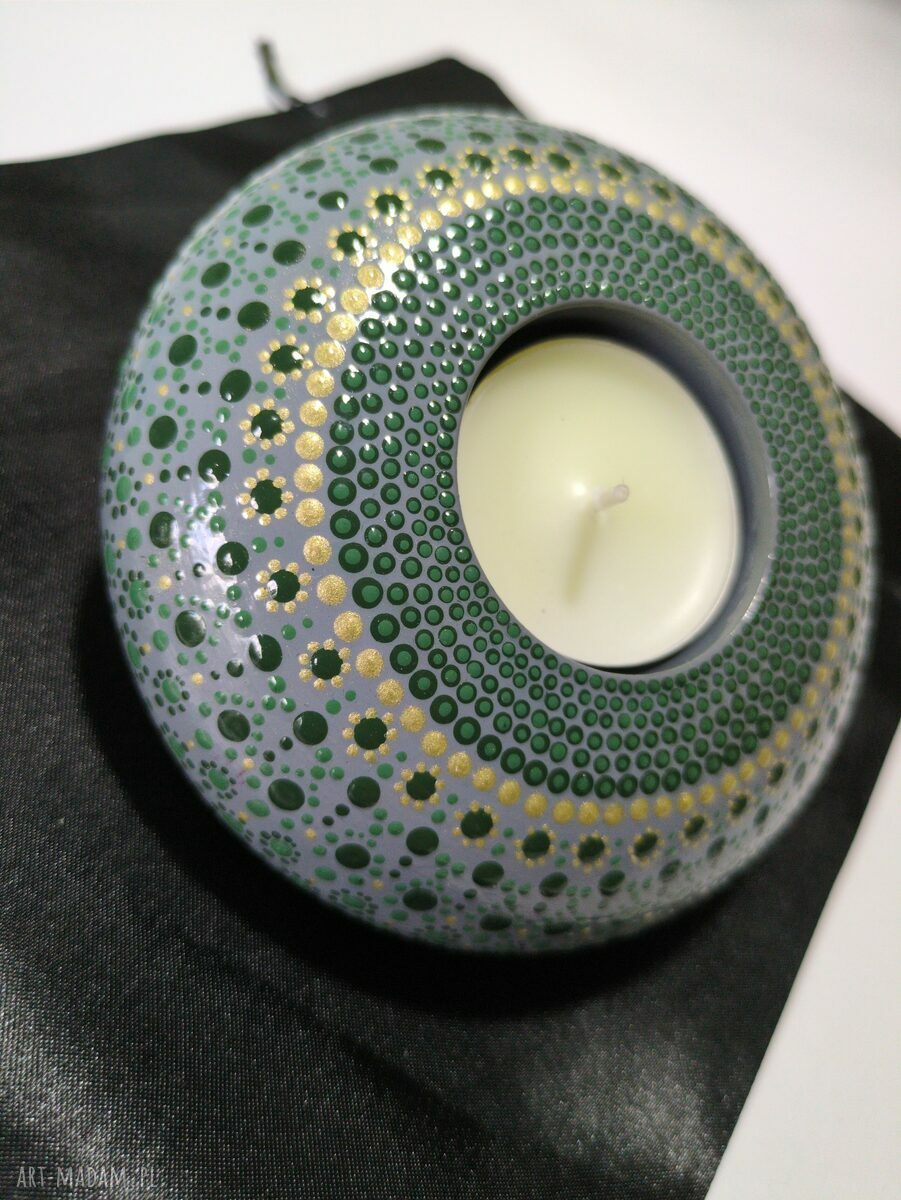 Świecznik tealight dotting - malowany akrylem (ręcznie robiony)