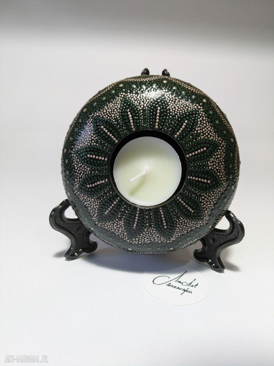 Świecznik tealight Mandala 3D - dekoracja dotting, ręczne wykonanie