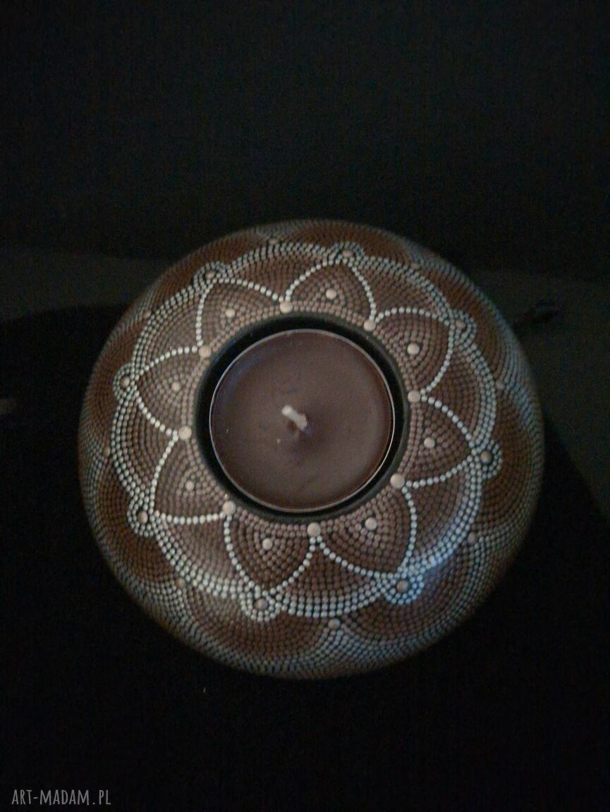 Świecznik tealight Mandala - ręcznie zdobiony dotting