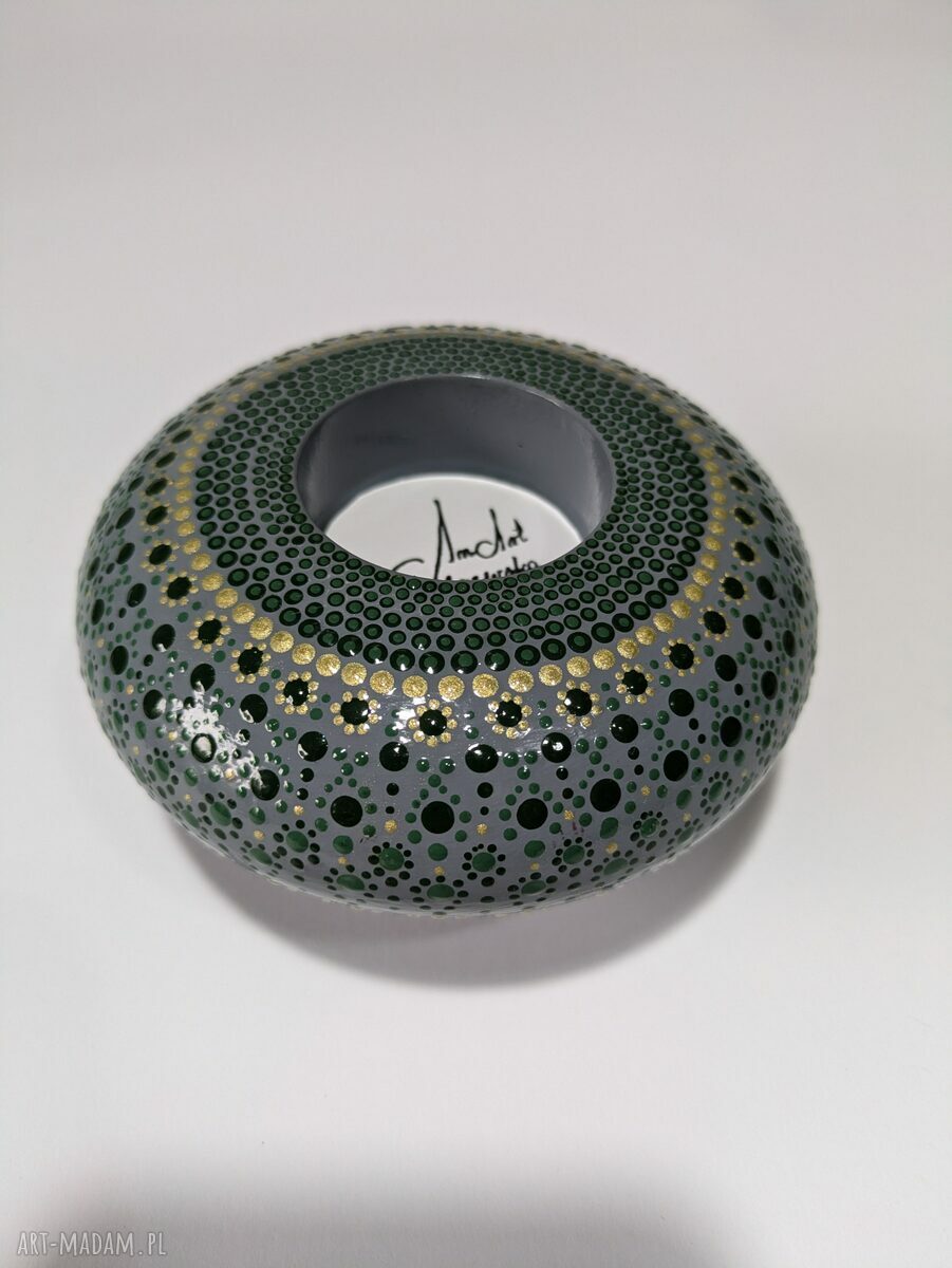 Świecznik tealight dotting - malowany akrylem (ręcznie robiony)
