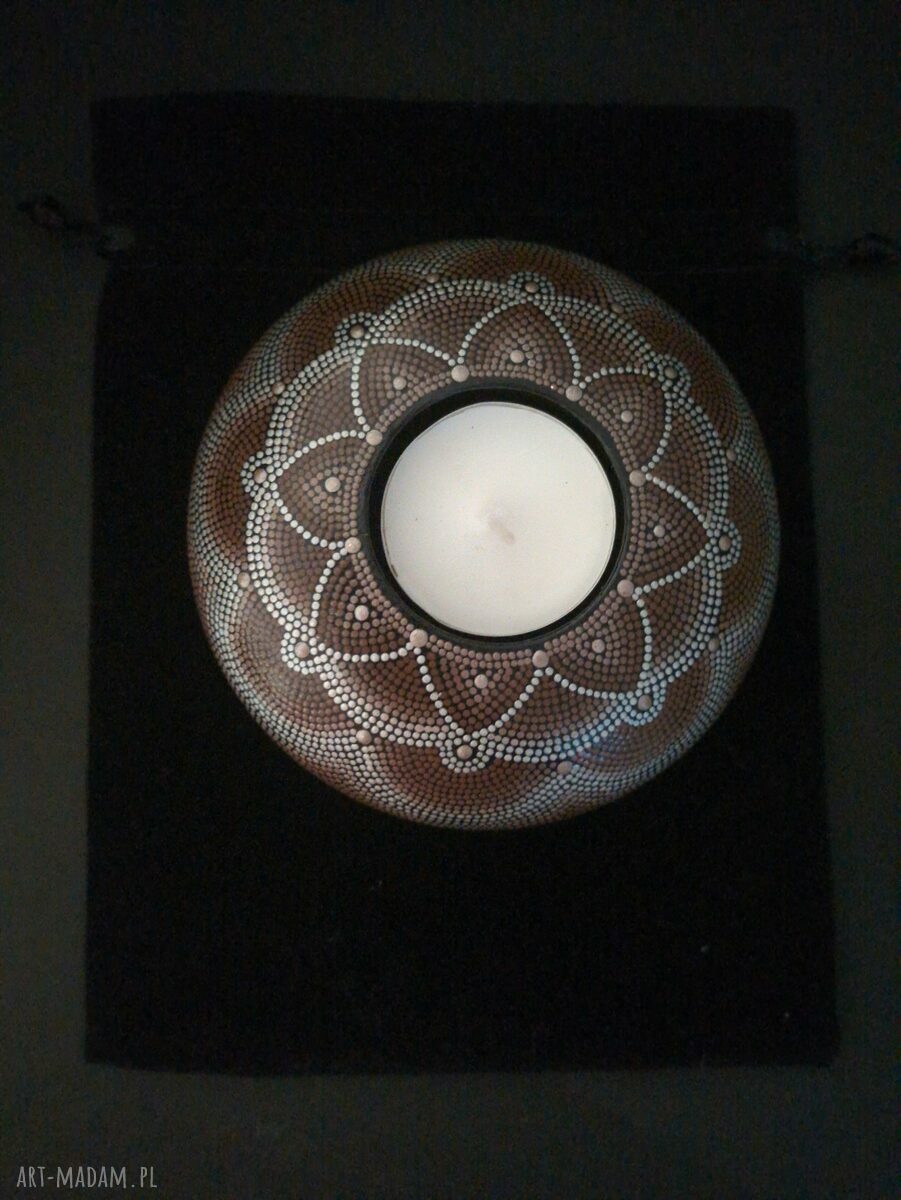 Świecznik tealight Mandala - ręcznie zdobiony dotting