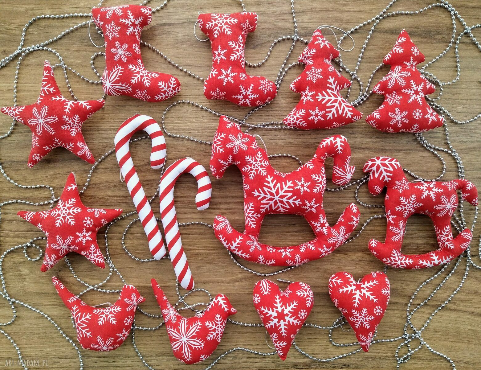 prezent święta: Dekoracje zawieszki na choinkę zestaw 14 sztuk ręcznie zrobione