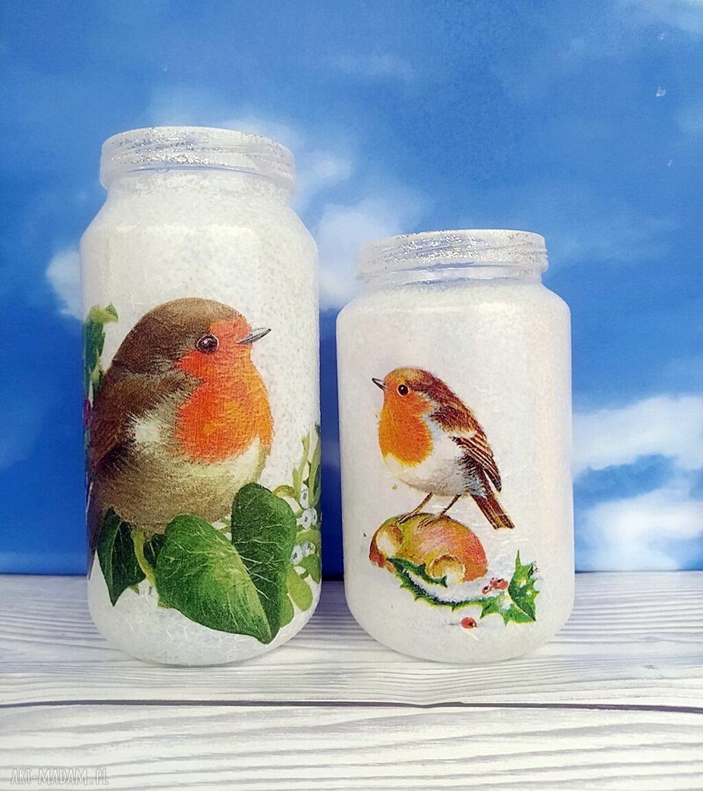 Prezent święta: Ptaki rudzik dekoracyjne słoiczki kolekcji vöge