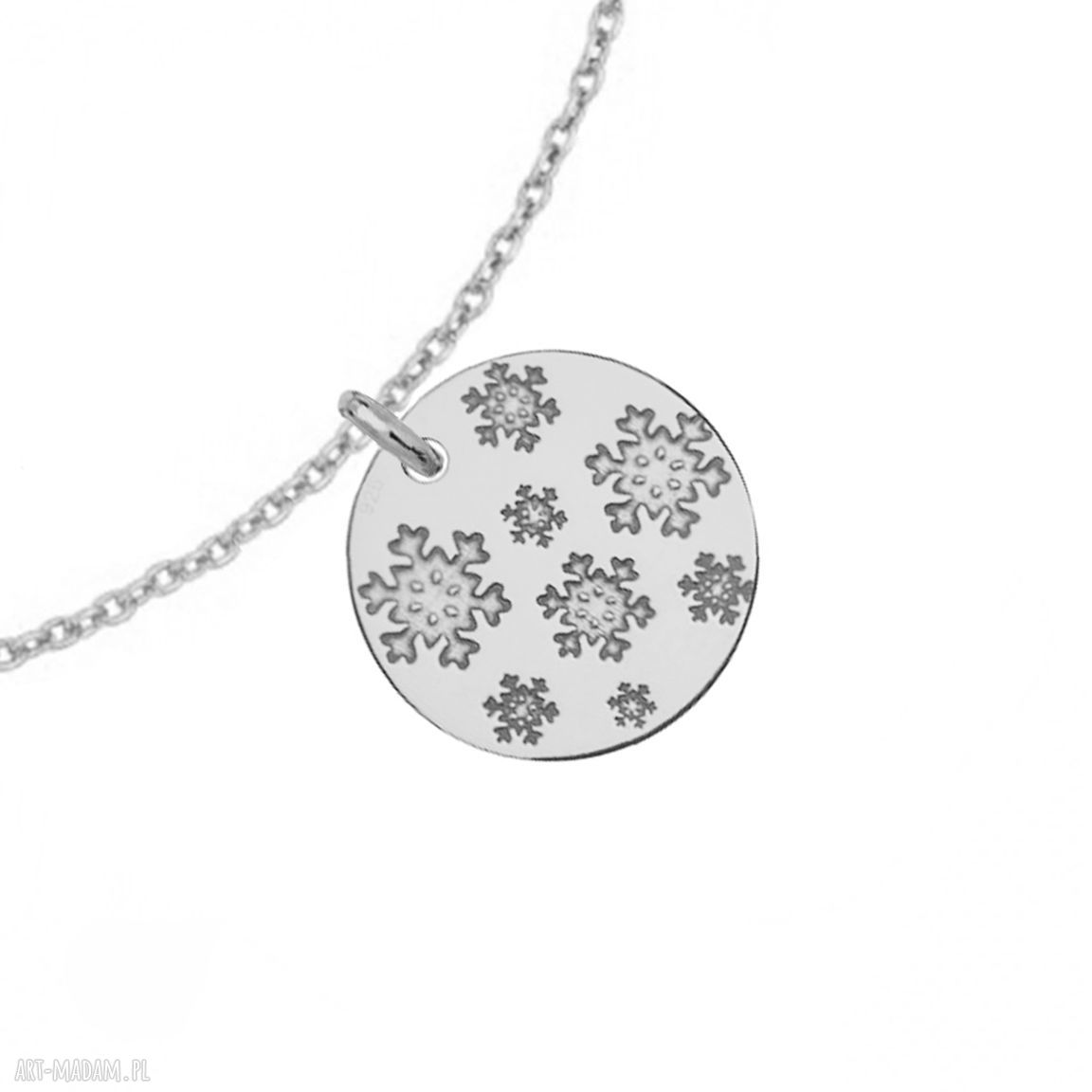 pomysł na upominki na święta: Srebrna bransoletka z grawerowanymi śnieżynkami Autorskie