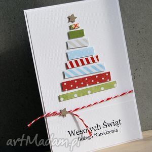 wesoła choinka - turkusowe scrapbooking kartki