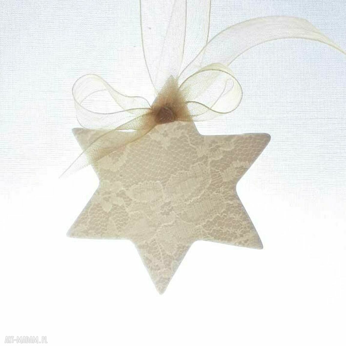 Upominek świąteczny. Zawieszka porcelanowa gwiazdka porcelana