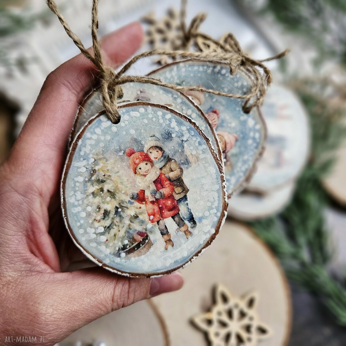 święta upominki: Zimowe plasterki dekoracje choinkowe Handmade