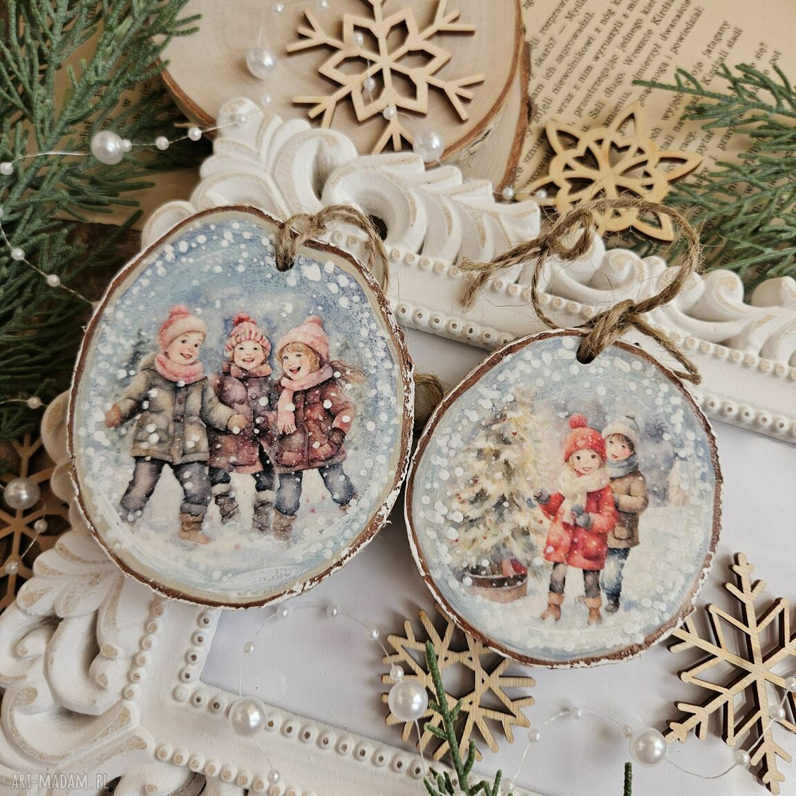 święta upominki: Zimowe plasterki dekoracje choinkowe Handmade