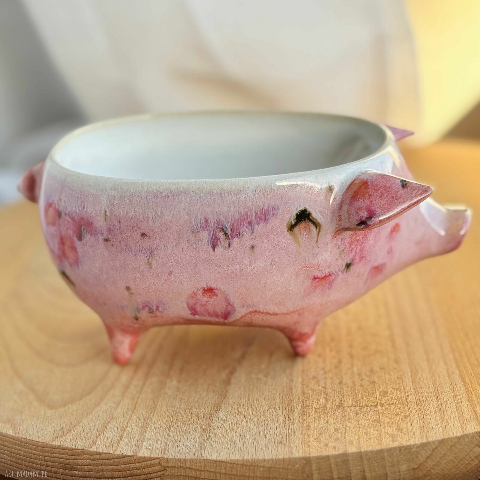 Różowa świnka - ceramiczna miseczka 350 ml handmade
