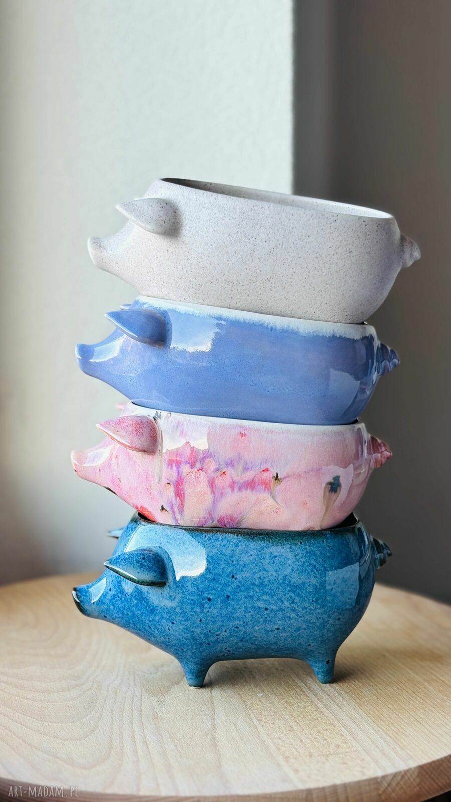 Różowa świnka - ceramiczna miseczka 350 ml handmade