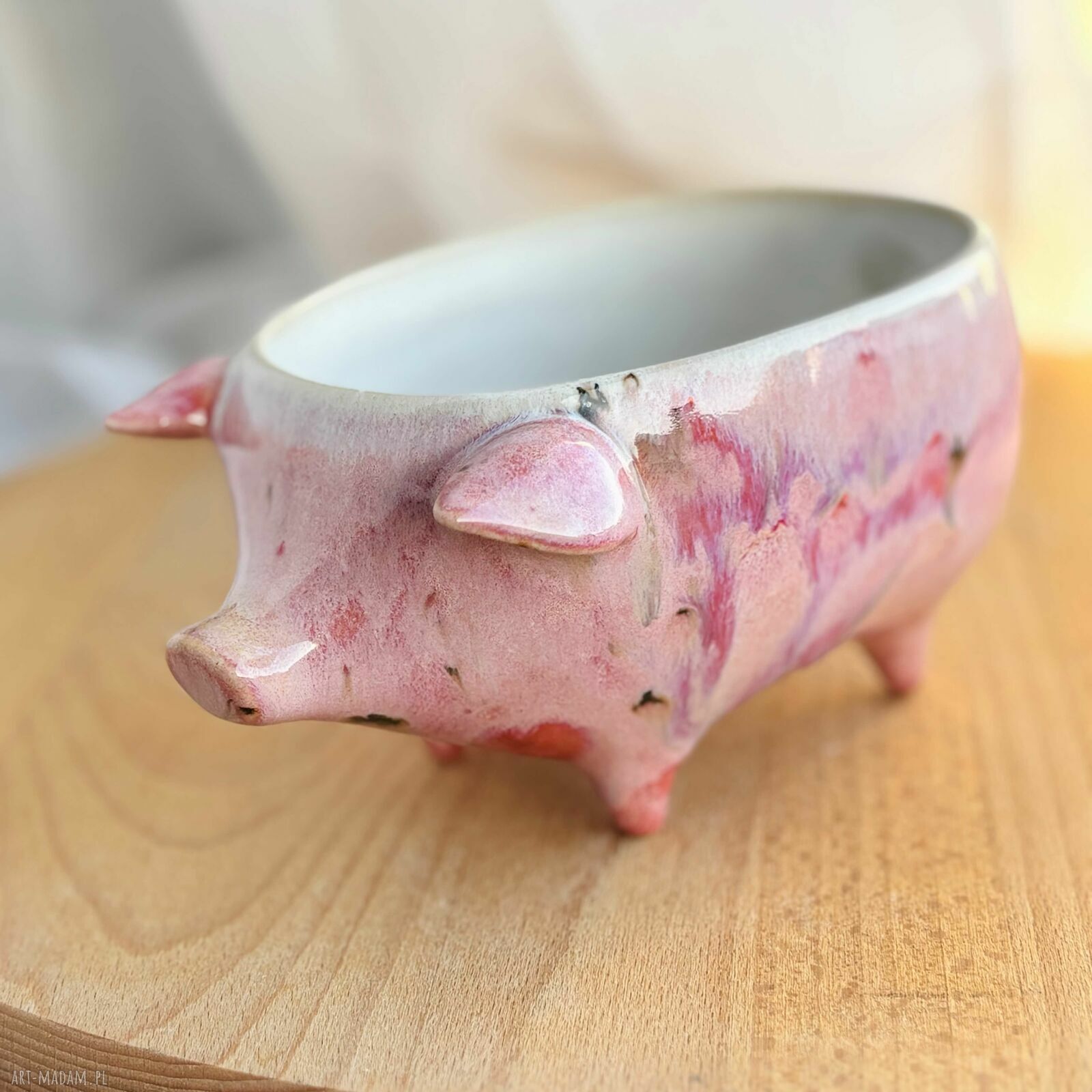 Różowa świnka - ceramiczna miseczka 350 ml handmade
