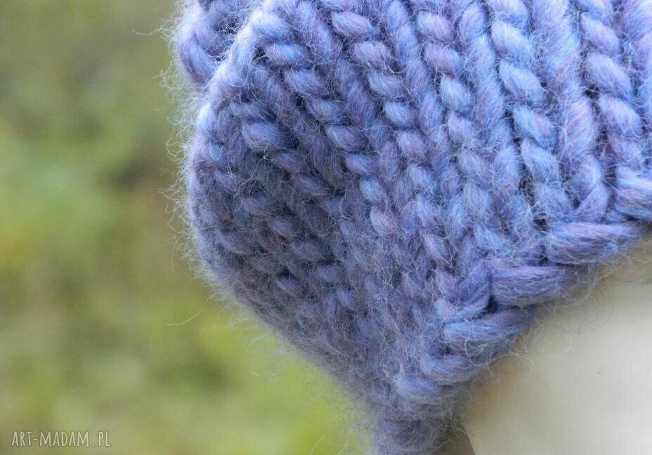 Syberianka lilac - czapka handmade z 100% wełny owczej (grubaśna) - ciepła i miękka