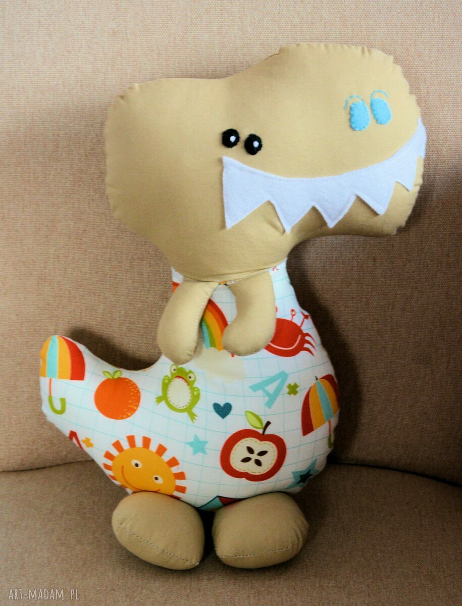 Sympatyczny dinozaur Tomek 42 cm - maskotka handmade