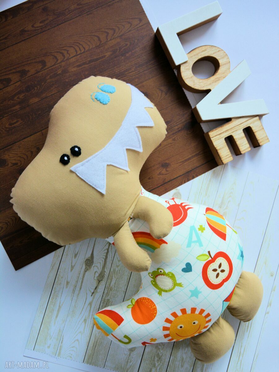 Sympatyczny dinozaur Tomek 42 cm - maskotka handmade