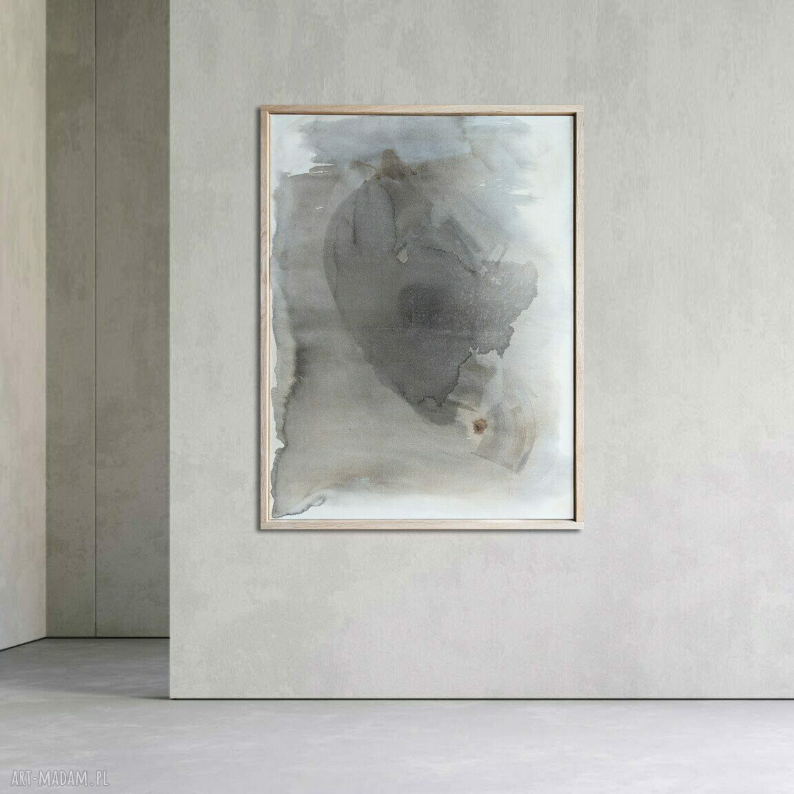 Obraz Synergia 5 - abstrakcja w sepii 80 x 60 cm oprawiona w naturalny dąb