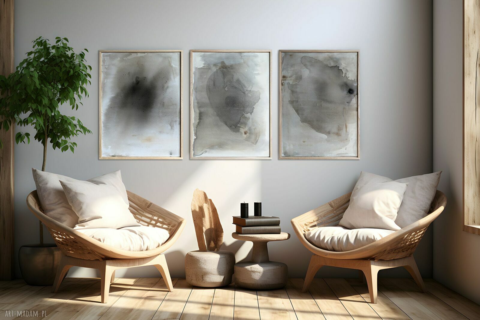 Obraz Synergia 2 - abstrakcja akrylowa w ramie z dębu (80x60 cm)