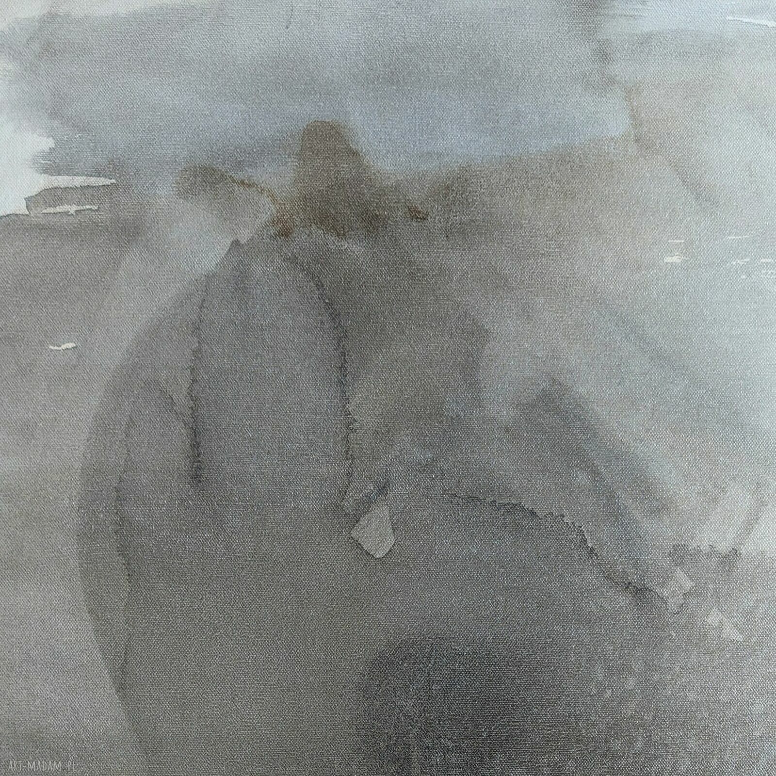 Obraz Synergia 5 - abstrakcja w sepii 80 x 60 cm oprawiona w naturalny dąb