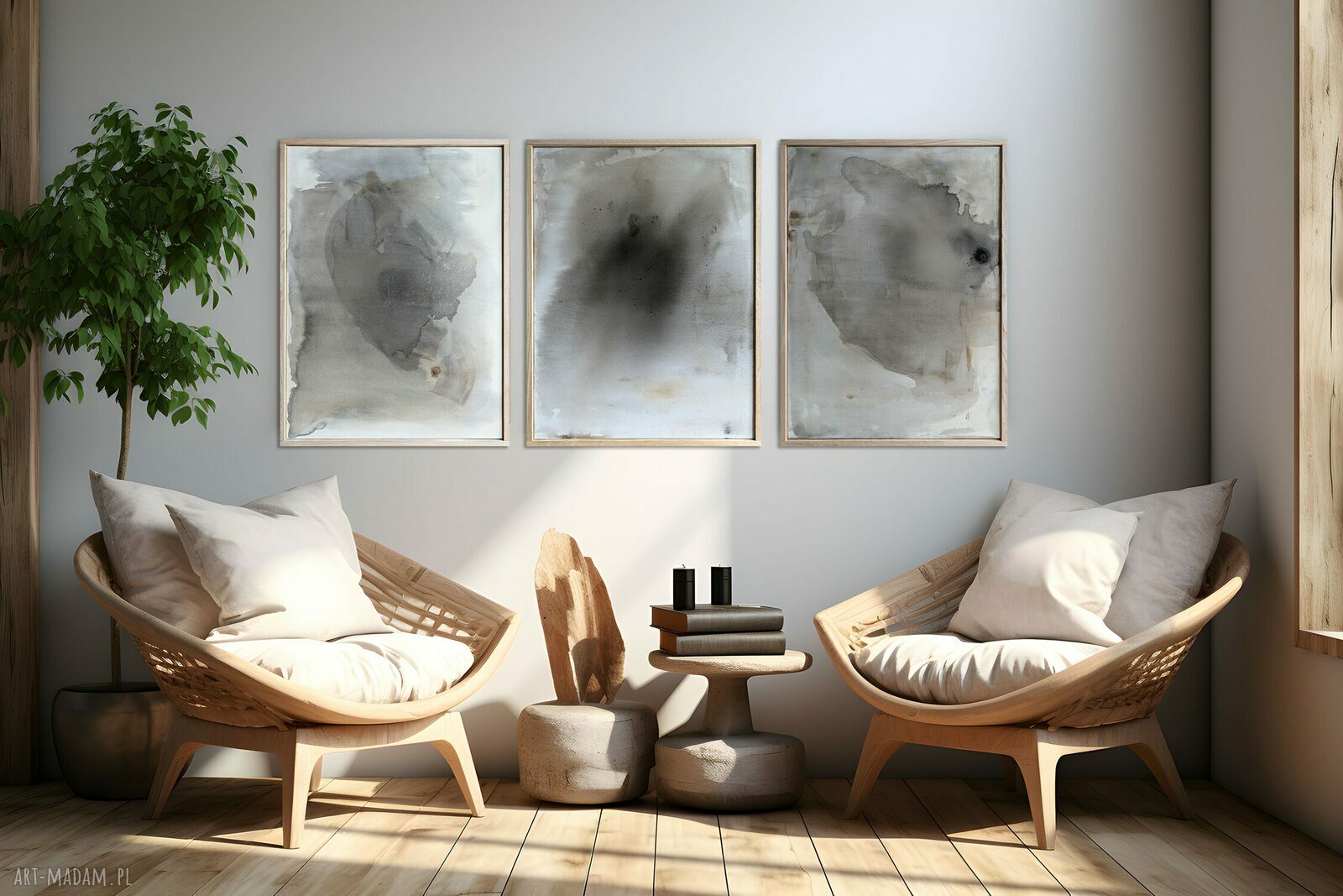 Obraz Synergia 6 - ręcznie malowany akryl 80x60 w ramie z dębu