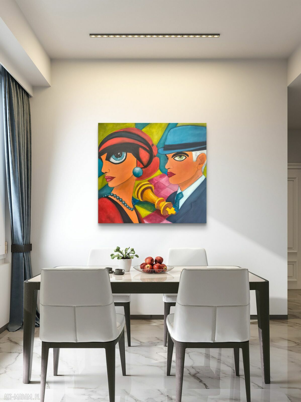 Szach-mat: nowoczesny obraz akrylowy 80x80 cm