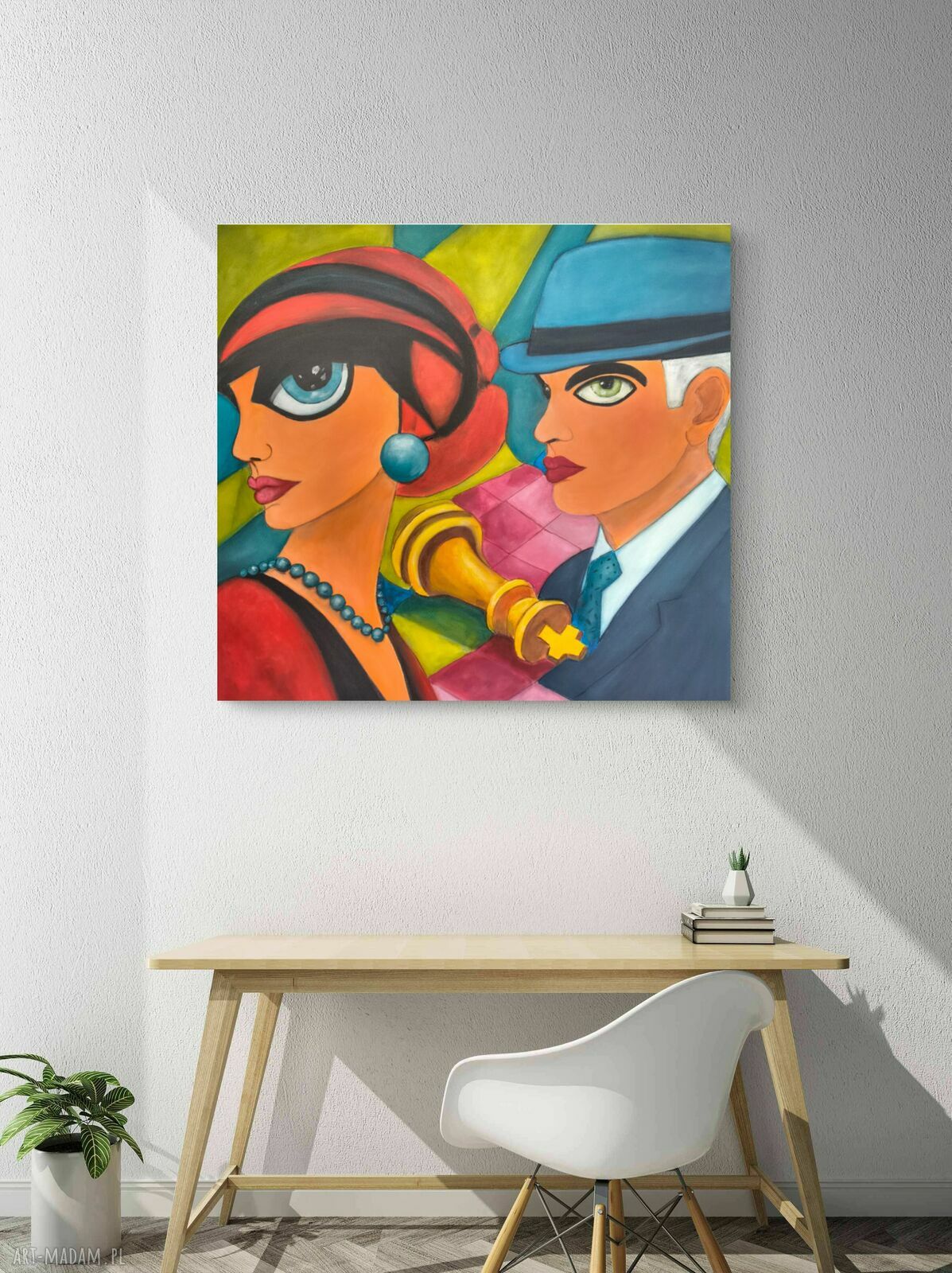 Szach-mat: nowoczesny obraz akrylowy 80x80 cm