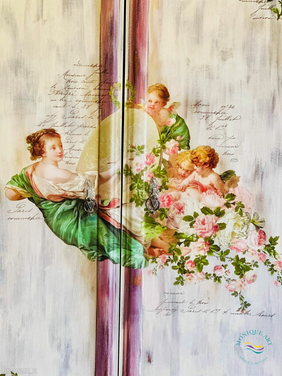 Szafa Prowansalska Shabby Chic - Ręcznie Malowana Unikat z Kwiatami (Wysyłka)
