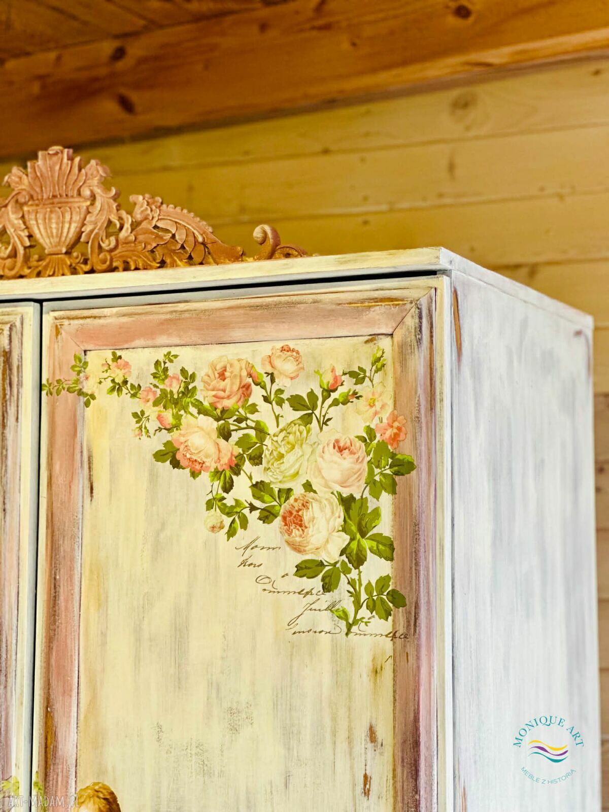Szafa Prowansalska Shabby Chic - Ręcznie Malowana Unikat z Kwiatami (Wysyłka)