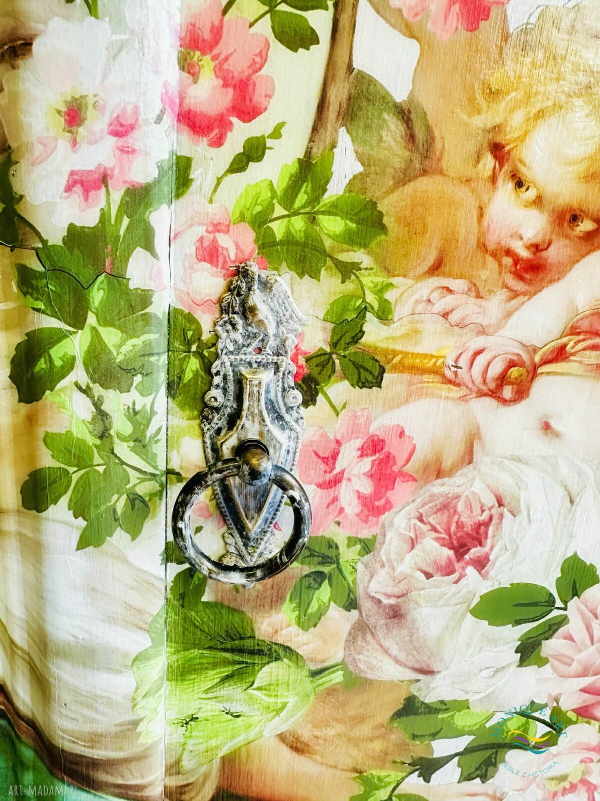 Szafa Prowansalska Shabby Chic - Ręcznie Malowana Unikat z Kwiatami (Wysyłka)