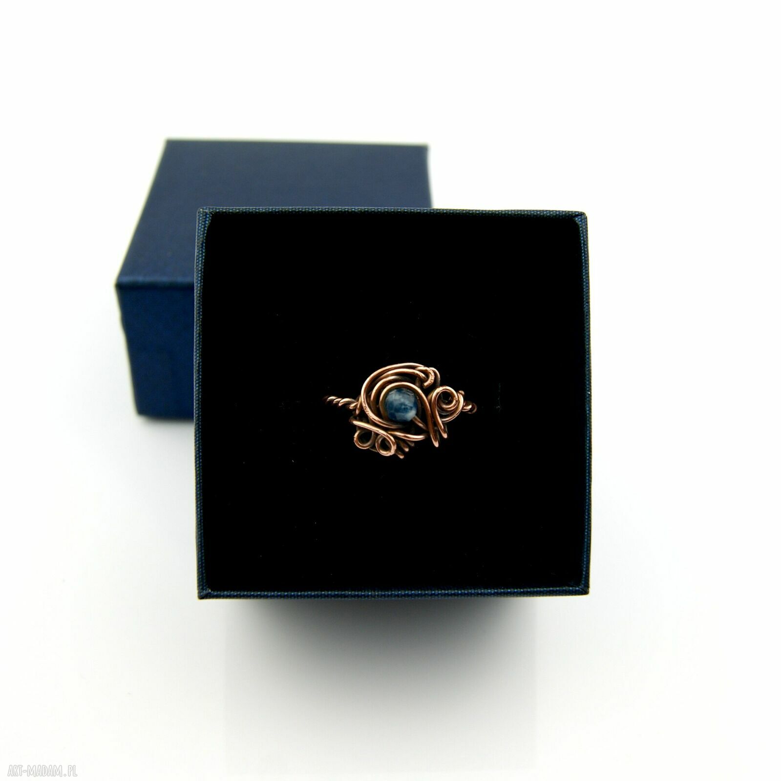 Szafir regulowany pierścionek z miedzi - wire wrapping