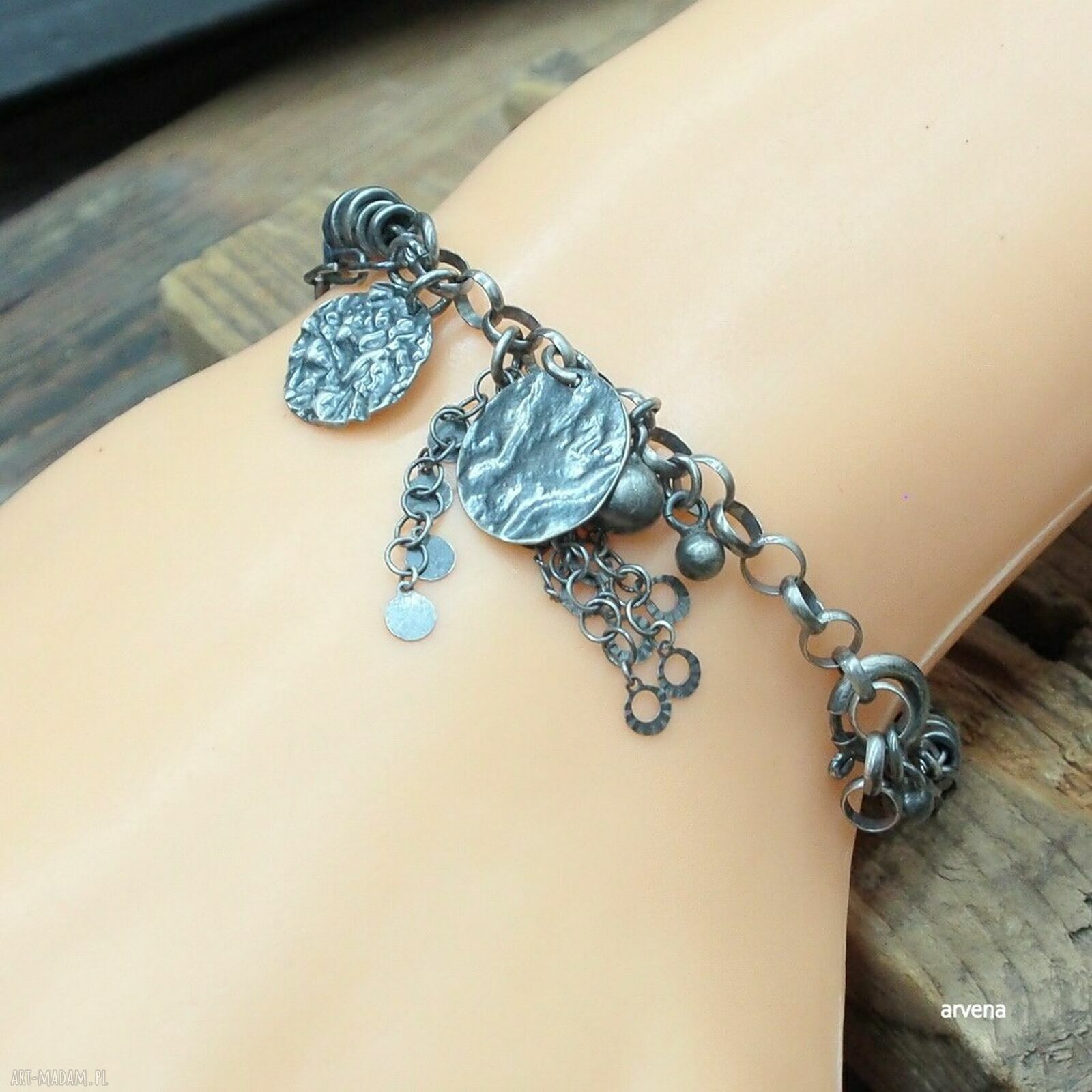 Szafirowa bransoletka z oksydowanego srebra 925 (handmade)