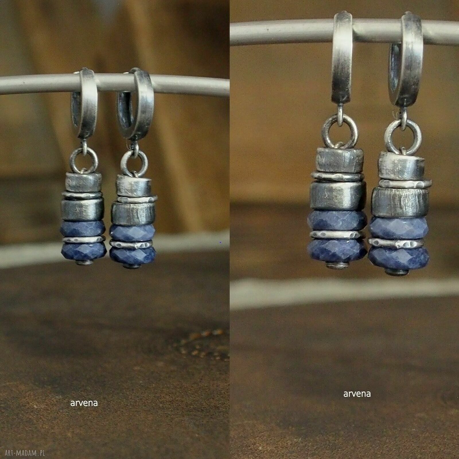 Szafiry - wiszące kolczyki 925 handmade